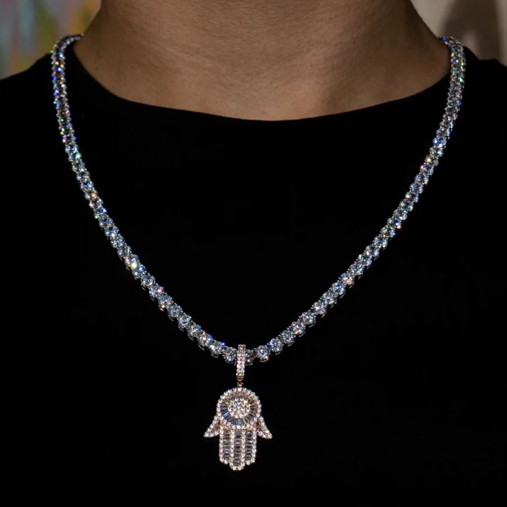 Rose Gold Plated Baguette Diamanten Hamsa hand