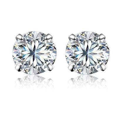 Silver Simulated Diamond Ear Studs