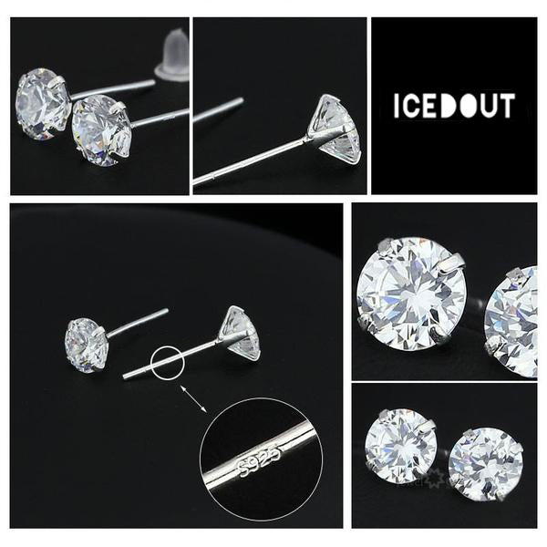 Silver Simulated Diamond Ear Studs